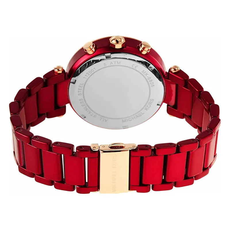 Michael Kors Parker Red Dial Red Band Fashion Ladies Watch- MK6805